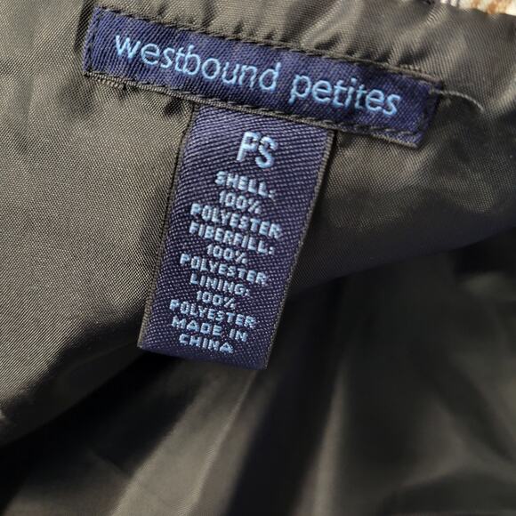 Westbound Quilted Puffer Vest Womens Petite Small Brown Shimmer Animal Print Zip - Picture 6 of 11